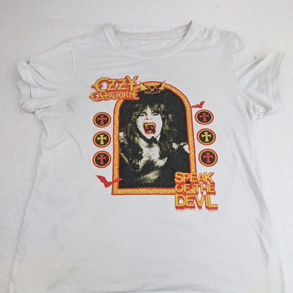 Ozzy Osbourne Speak Of The Devil White Tee with Ozzy Eating A Bat Large - Picture 2 of 5